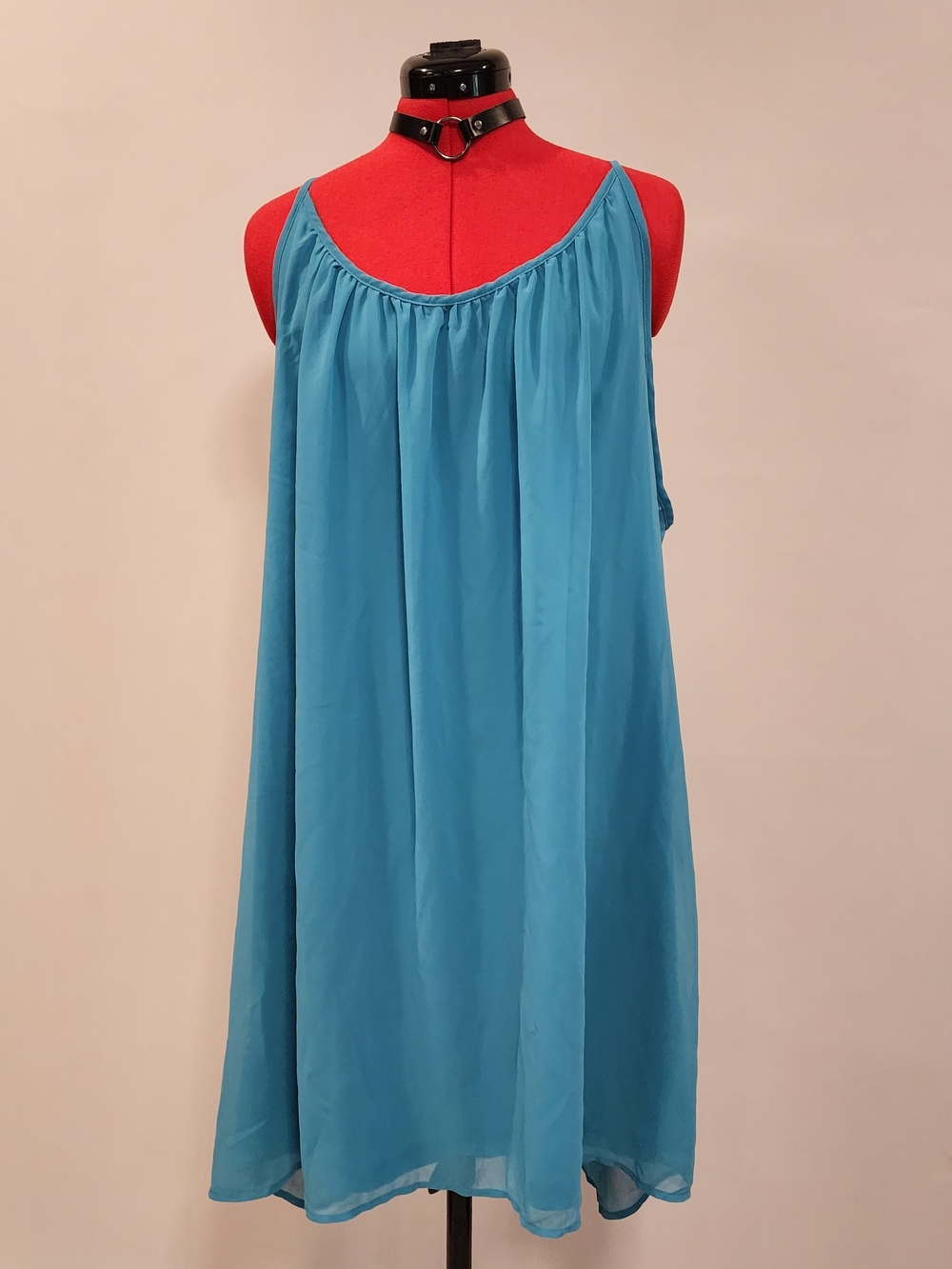 Kenoce NWT Blue Chiffon Sundress Size XXL Crisscross Back A-Line Flowy Dress